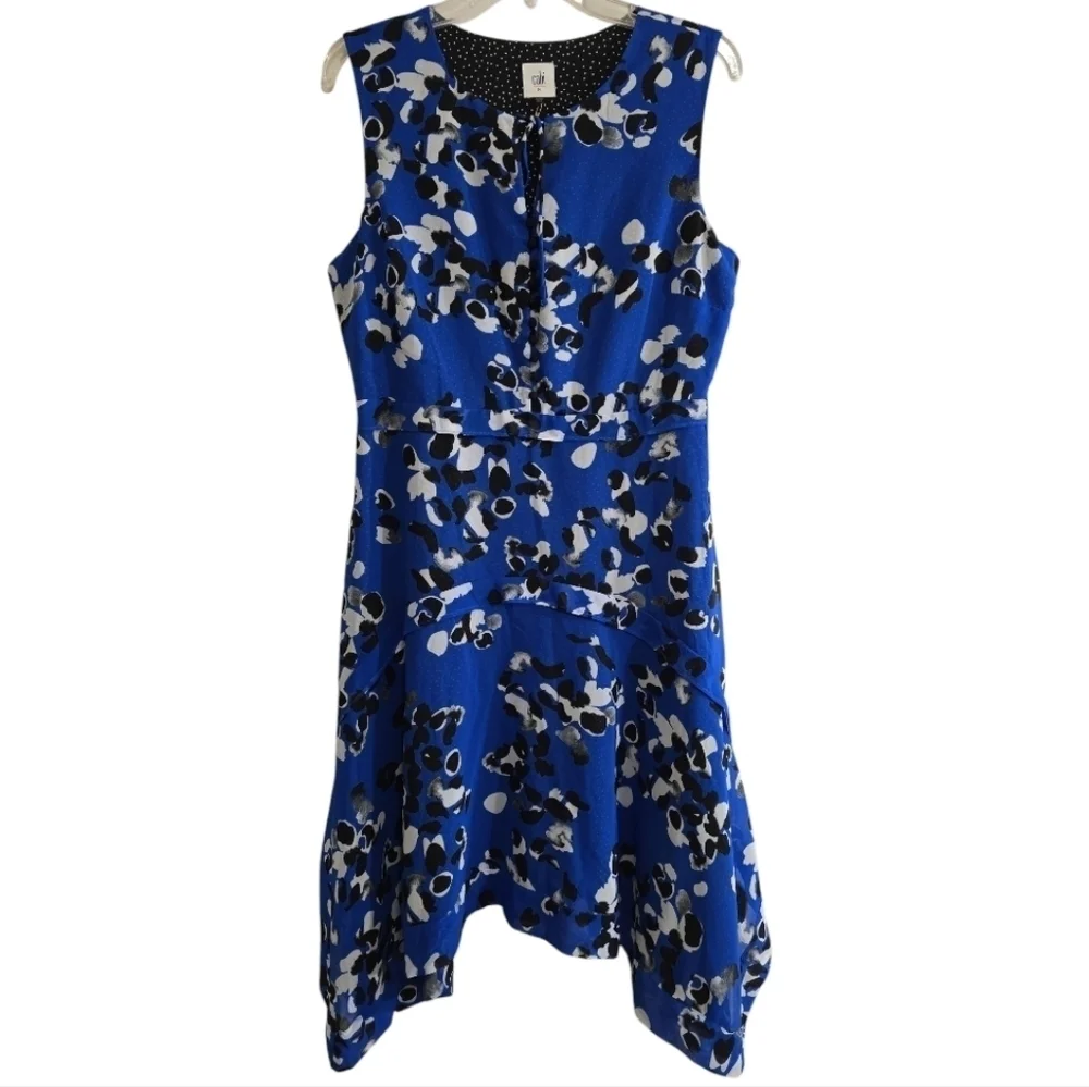 NWOT Cabi Untamed Mini Dress Electric Blue Floral Size Medium #5576 Black White - Picture 5 of 11